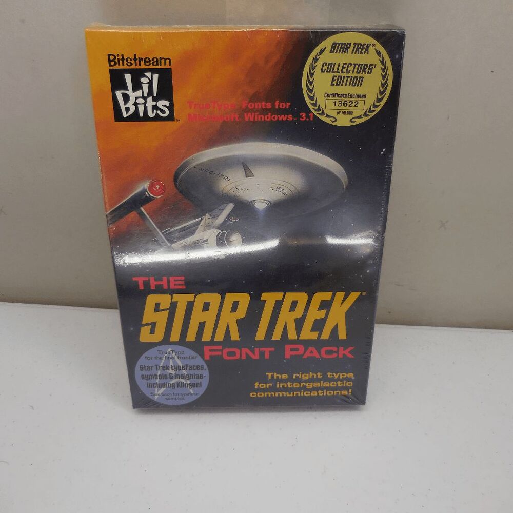 The Star Trek‎ Font Pack MS-DOS Or Windows 3.1 Computer, New in box. 1992